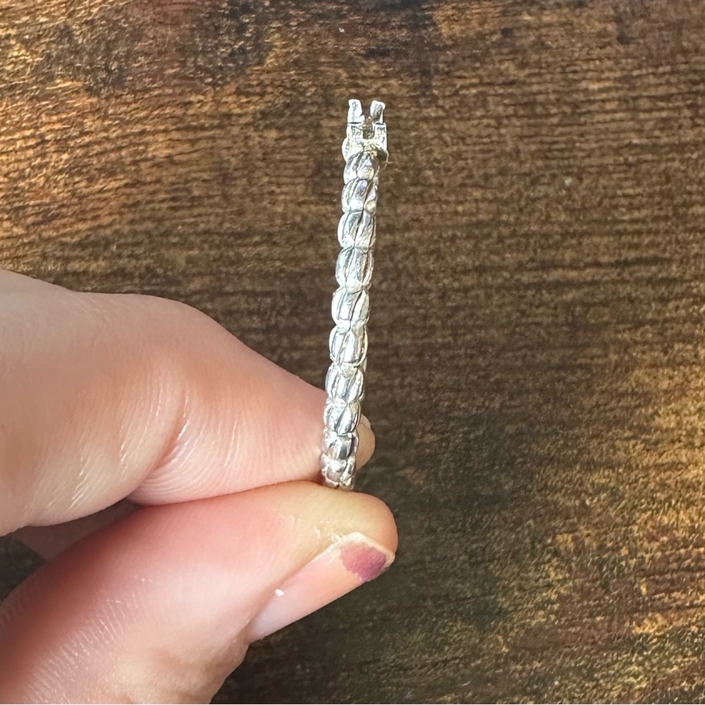 QVC Sterling Silver 925 Textured Hoop Earrings - Picture 7 of 8